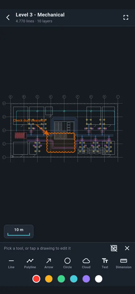 Drawing tools on a DWG sheet